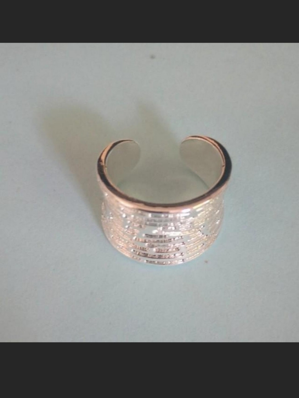 Wide Silver-Tone Adjustable Band Ring